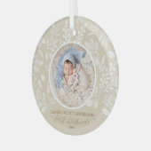 私たちの初めてのクリスマスフォトアイボリー ガラスオーナメント (正面左)