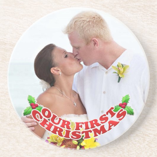 私たちの初めてのクリスマスフォトカップルCoaster コースター (正面)