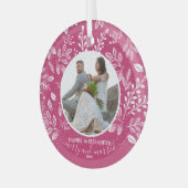私たちの初めてのクリスマスフォトピンク ガラスオーナメント (正面左)
