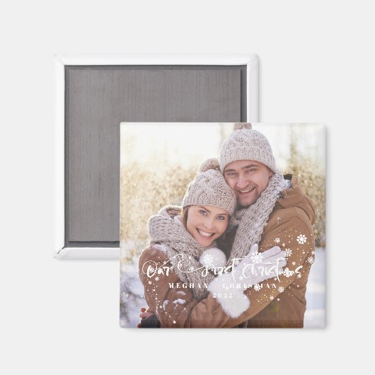 私たちの初めてのクリスマスフォトホリデイ マグネット (正面/裏面)