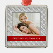 私たちの初めてのクリスマスフォトホリデーオーナメント メタルオーナメント (正面)