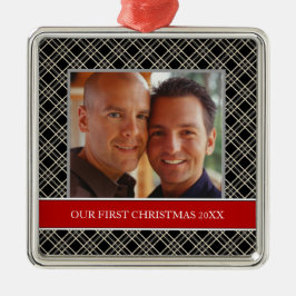 私たちの初めてのクリスマスフォトホリデーオーナメント メタルオーナメント