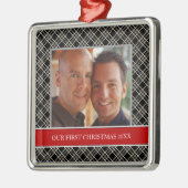 私たちの初めてのクリスマスフォトホリデーオーナメント メタルオーナメント (左)