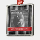 私たちの初めてのクリスマスフォトホリデーオーナメント メタルオーナメント (左)