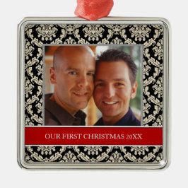 私たちの初めてのクリスマスフォトホリデーオーナメント メタルオーナメント