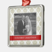 私たちの初めてのクリスマスフォトホリデーオーナメント メタルオーナメント (左)