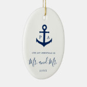 私たちの初めてのクリスマスフォトモノグラム航海のゲイ セラミックオーナメント (右)