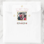 私たちの初めてのクリスマスフローラスノーフレーク結婚写真 スクエアシール (バッグ)