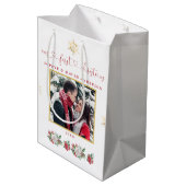 私たちの初めてのクリスマスフローラスノーフレーク結婚写真 ミディアムペーパーバッグ (裏面アングル)