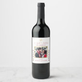 私たちの初めてのクリスマスフローラスノーフレーク結婚写真 ワインラベル (正面)