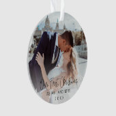 私たちの初めてのクリスマスブラックスクリプトの写真 オーナメント (正面)