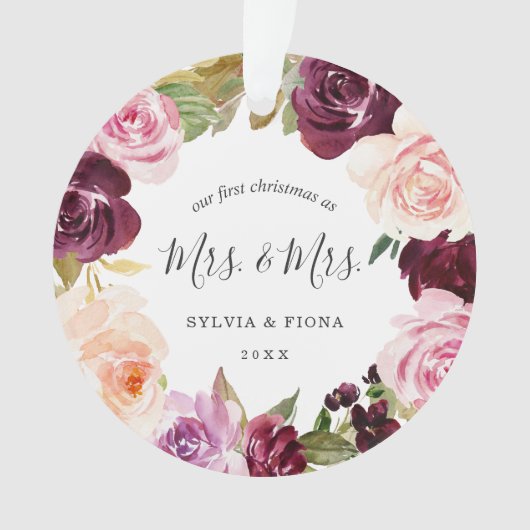 私たちの初めてのクリスマスプラムフローラ写真レズビアン オーナメント (正面)