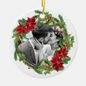 私たちの初めてのクリスマスホリデイリース写真 セラミックオーナメント (正面)