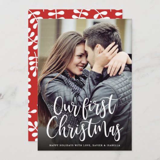 私たちの初めてのクリスマスホリデーフォトカード シーズンカード (正面/裏面)