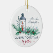 私たちの初めてのクリスマスホリーとキャンドルライトランタン セラミックオーナメント (右)