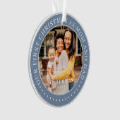 私たちの初めてのクリスマスママとパパシンプル写真 オーナメント (正面)