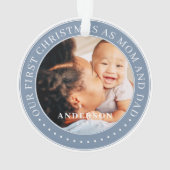 私たちの初めてのクリスマスママとパパシンプル写真 オーナメント (裏面)