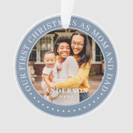 私たちの初めてのクリスマスママとパパシンプル写真 オーナメント