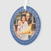 私たちの初めてのクリスマスママとパパシンプル写真 オーナメント (正面)