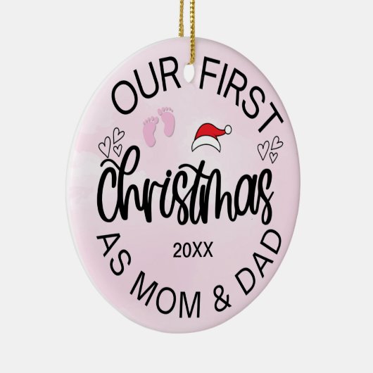 私たちの初めてのクリスマスママとパパベビーガール セラミックオーナメント (右)