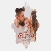 私たちの初めてのクリスマスママとパパベビー写真 オーナメントカード (右)