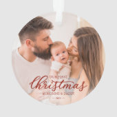 私たちの初めてのクリスマスママとパパベビー写真 オーナメント (裏面)