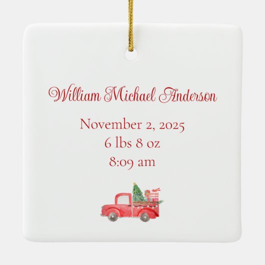 私たちの初めてのクリスマスママとパパベビー写真 セラミックオーナメント (裏面)