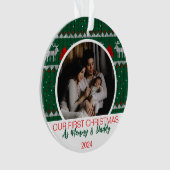 私たちの初めてのクリスマスママとパパベビー2写真 オーナメント (正面)