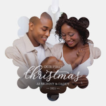 私たちの初めてのクリスマスママとパパ家族の写真