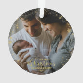 私たちの初めてのクリスマスママとパパ金箔の写真 オーナメント (裏面)