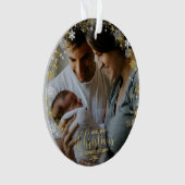 私たちの初めてのクリスマスママとパパ金箔の写真 オーナメント (正面)