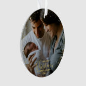 私たちの初めてのクリスマスママとパパ金箔の写真 オーナメント (正面)