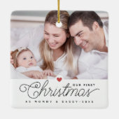 私たちの初めてのクリスマスママとパパ2の写真 セラミックオーナメント (裏面)