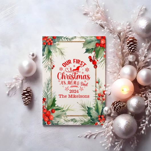 私たちの初めてのクリスマスママとパパ シーズンカード