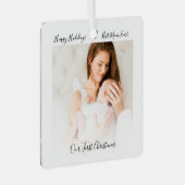 私たちの初めてのクリスマスママとベビーフォトホリデー メタルオーナメント (正面右)