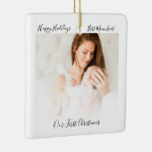 私たちの初めてのクリスマスママとベビー写真素朴 セラミックオーナメント (右)