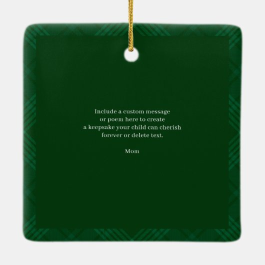 私たちの初めてのクリスマスママとベビー写真素朴 セラミックオーナメント (裏面)