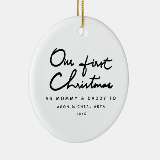 私たちの初めてのクリスマスミイラとパパの写真 セラミックオーナメント (右)