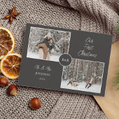 私たちの初めてのクリスマスミスターとミセスおもしろいのホリデーフォト シーズンカード