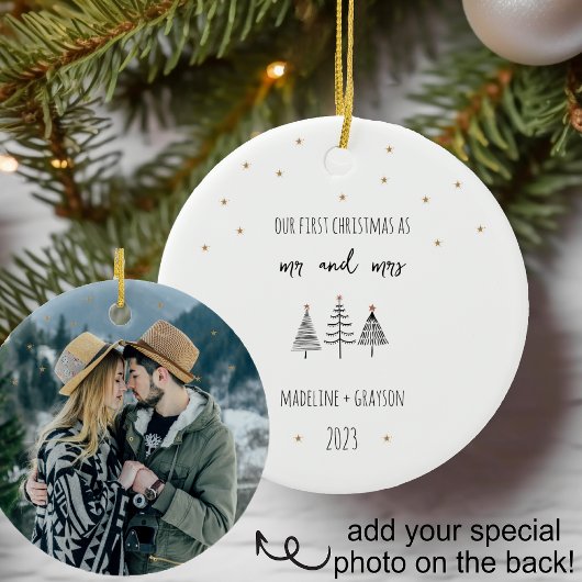 私たちの初めてのクリスマスミスター・アンド・ミセス・シンプル・ツリーズ セラミックオーナメント