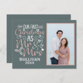 私たちの初めてのクリスマスミスター・アンド・ミセス・ホリデー・ポストカード ポストカード (正面/裏面)