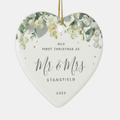 私たちの初めてのクリスマスミスター&ミセス写真ハートの形 セラミックオーナメント (右)