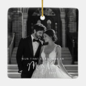 私たちの初めてのクリスマスミスター&ミセス写真 セラミックオーナメント (裏面)