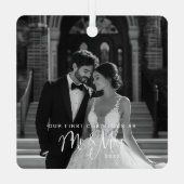 私たちの初めてのクリスマスミスター&ミセス写真 メタルオーナメント (裏面)