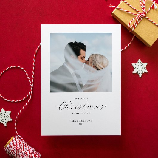 私たちの初めてのクリスマスミスター&ミセス2つの写真 シーズンカード