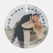 私たちの初めてのクリスマスミスター&ミセス・カップル・フォトグラス ガラスオーナメント (正面)