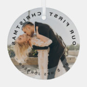 私たちの初めてのクリスマスミスター&ミセス・カップル・フォトグラス ガラスオーナメント (裏面)