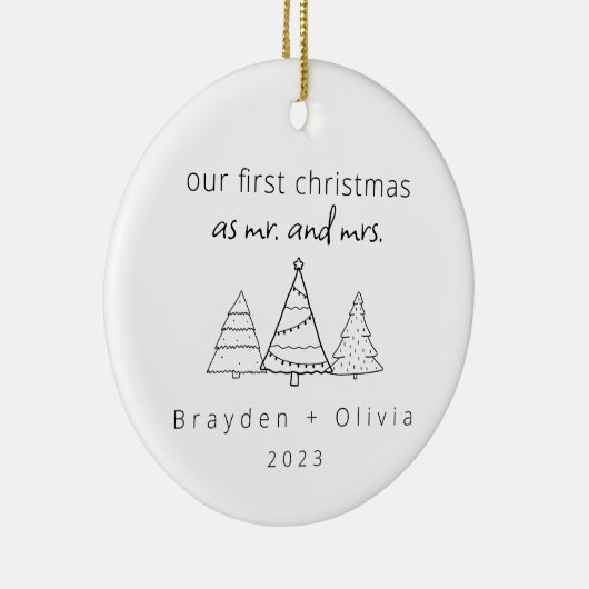 私たちの初めてのクリスマスミスター&ミセス・クリスマスツリーズ セラミックオーナメント (右)