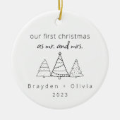 私たちの初めてのクリスマスミスター&ミセス・クリスマスツリーズ セラミックオーナメント (正面)