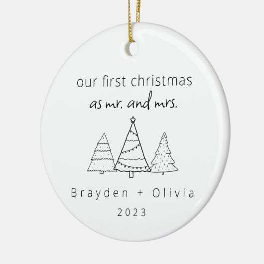 私たちの初めてのクリスマスミスター&ミセス・クリスマスツリーズ セラミックオーナメント (左)